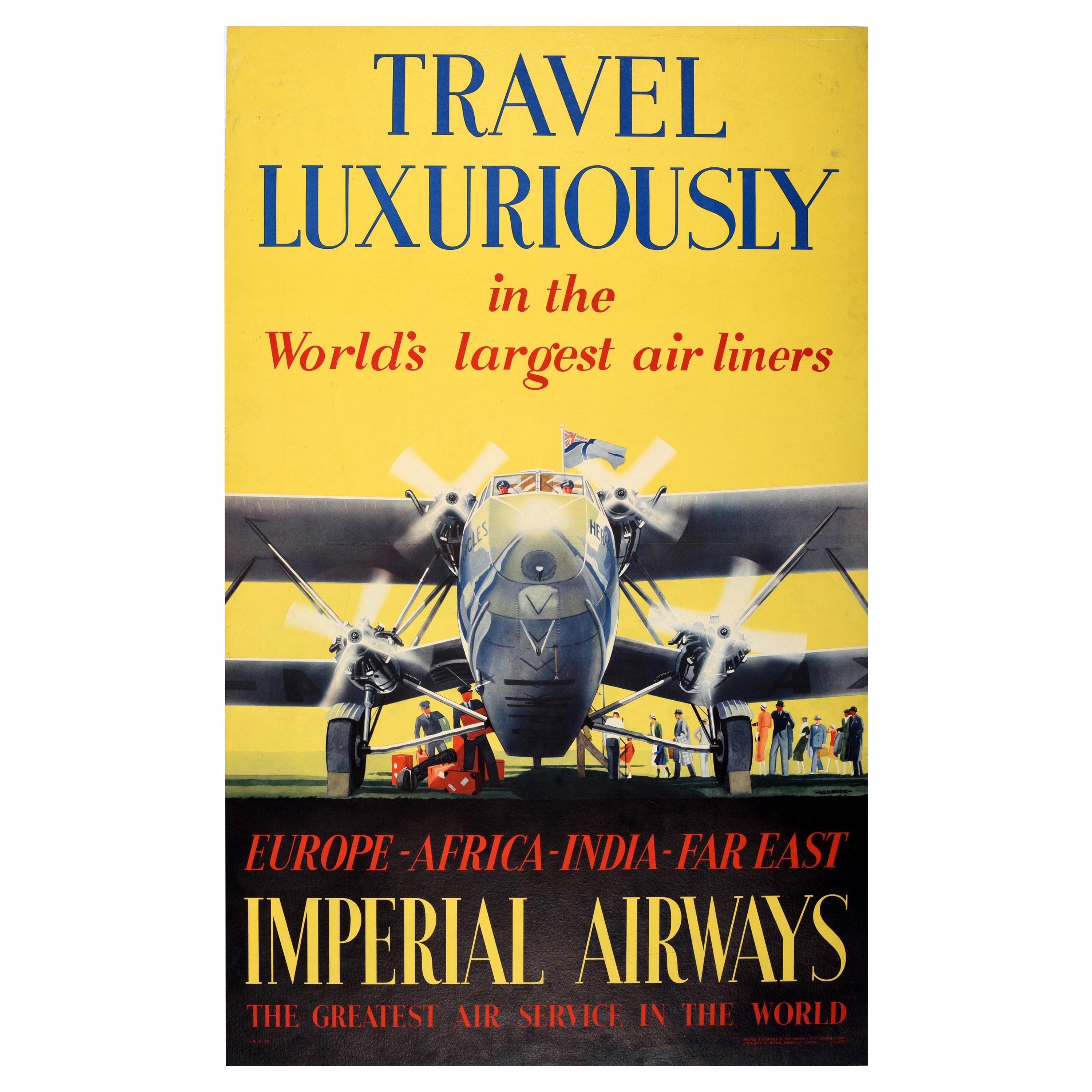 Original-Vintage-Reiseplakat Imperial Airways, Reisen, luxuriös, Herkules