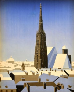Original Vintage Travel Poster In Winter To Vienna Austria Alexander Wagner