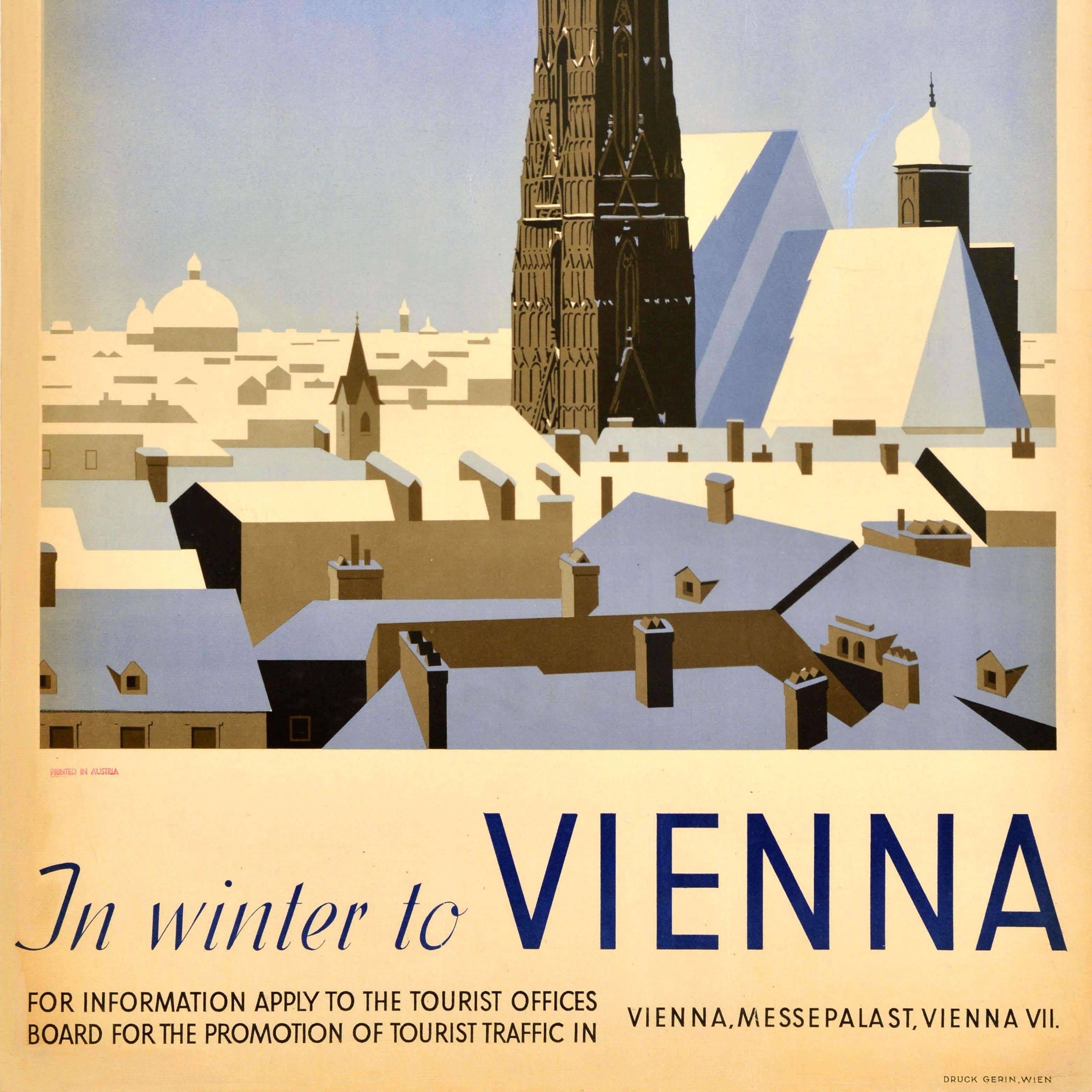 Original Vintage Reiseplakat Im Winter nach Wien Österreich Alexander Wagner im Zustand „Gut“ im Angebot in London, GB