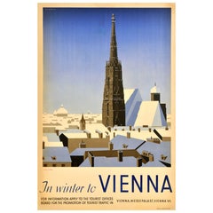 Original Vintage Travel Poster In Winter To Vienna Austria Alexander Wagner
