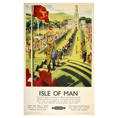 Original Vintage Travel Poster Isle Of Man British Railways Clive Uptton Tynwald