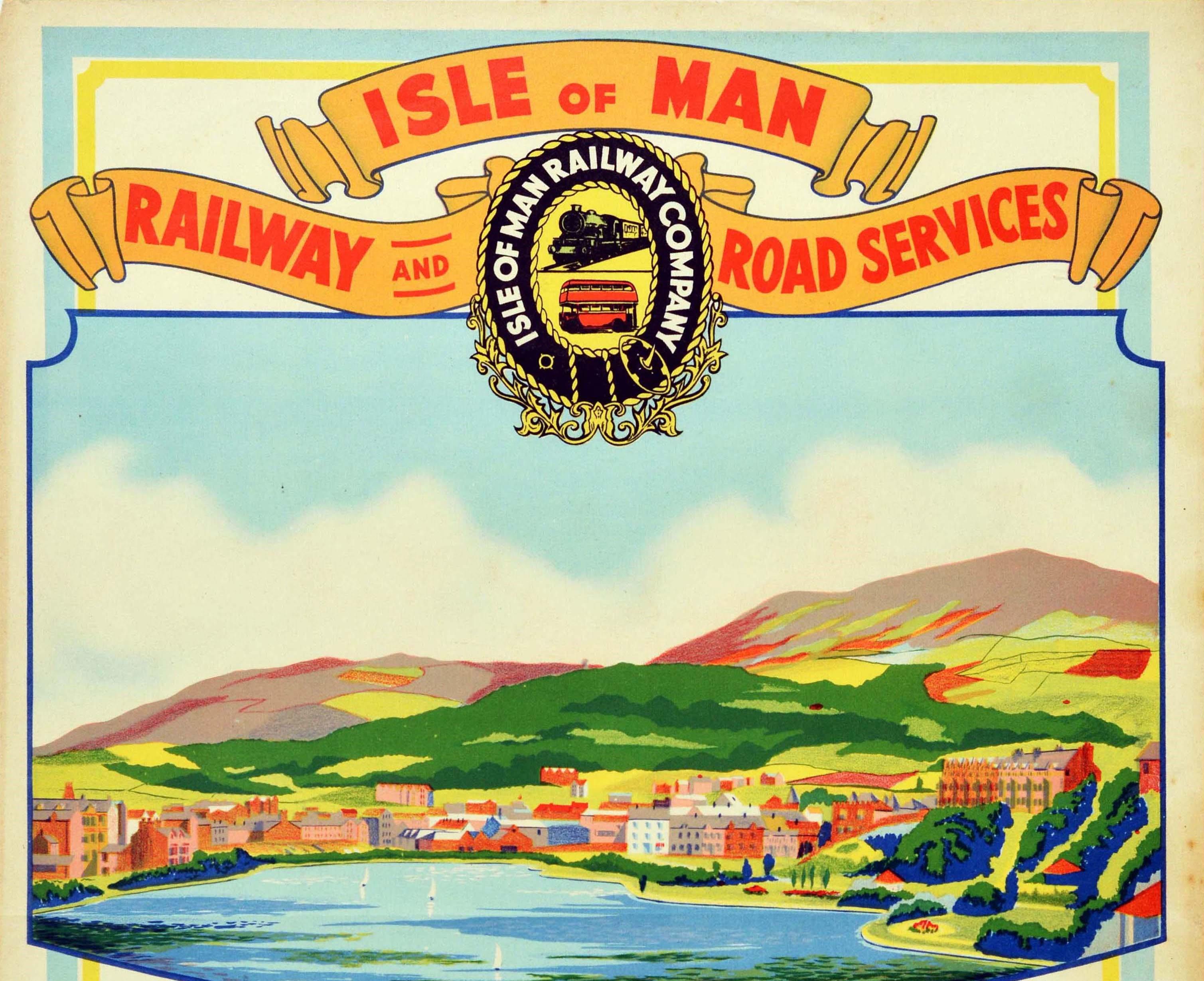 Original Vintage Travel Poster Isle Of Man Railway Road Services Ramsey Sailing In Good Condition In London, GB