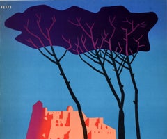 Original Vintage Travel Poster Isola Ischia Island Italy ENIT Castle Sailing Art