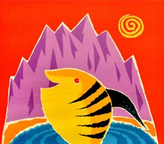 Original Vintage Travel Poster Israel Eilat On The Red Sea Resort Leaping Fish