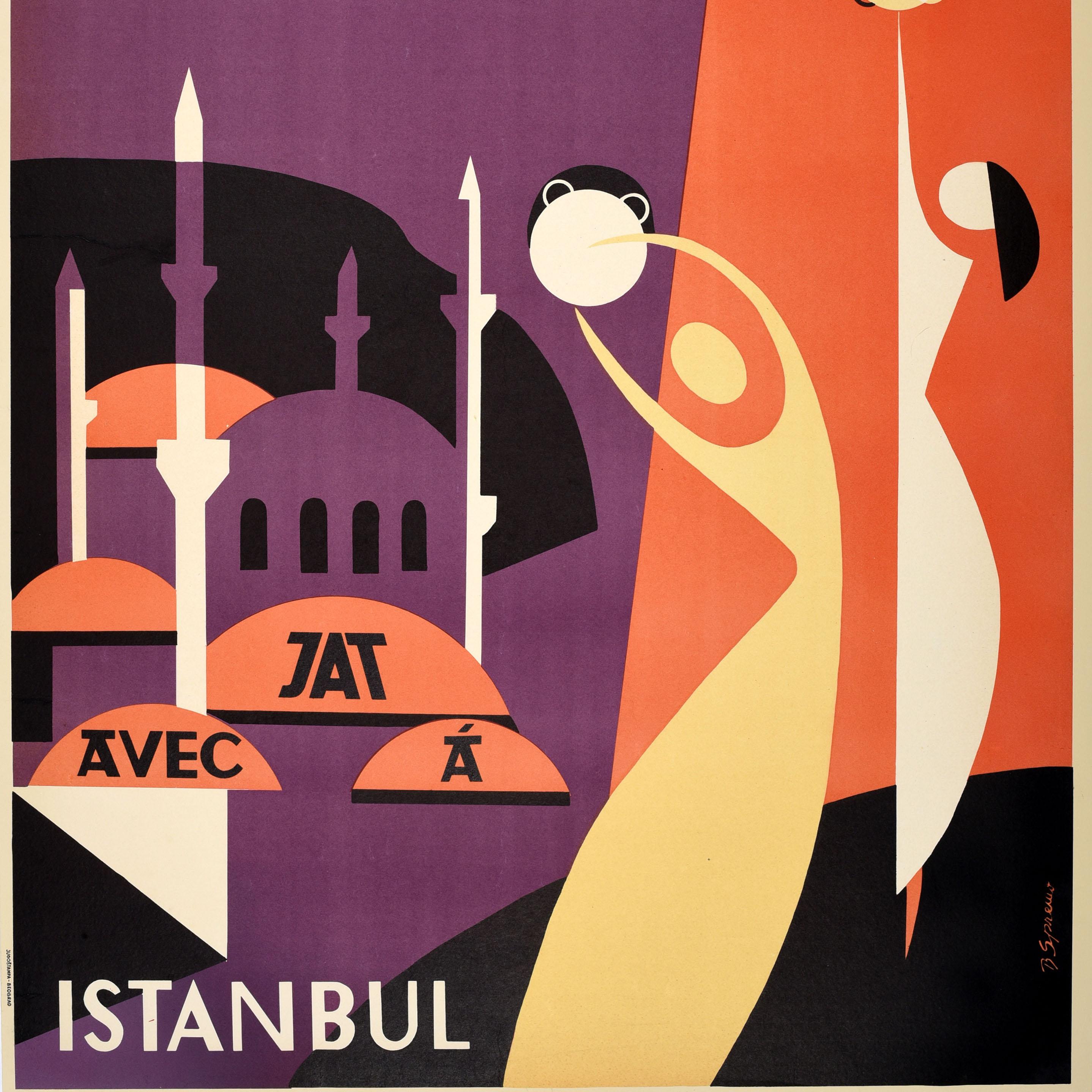 Original Vintage Travel Poster Istanbul JAT Airline Jugoslovenski Aero Transport In Good Condition In London, GB