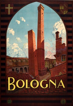 Original Vintage Travel Poster Italy Bologna ENIT Asinelli Garisenda Two Towers