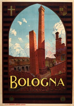 Original Vintage Travel Poster Italy Bologna ENIT Asinelli Garisenda Two Towers