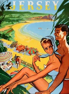 Original Vintage Travel Poster Jersey Go By British Railways Channel Islands
