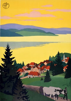 Original Vintage Travel Poster Jura Lac De Malbuisson Roger Broders PLM Art Deco
