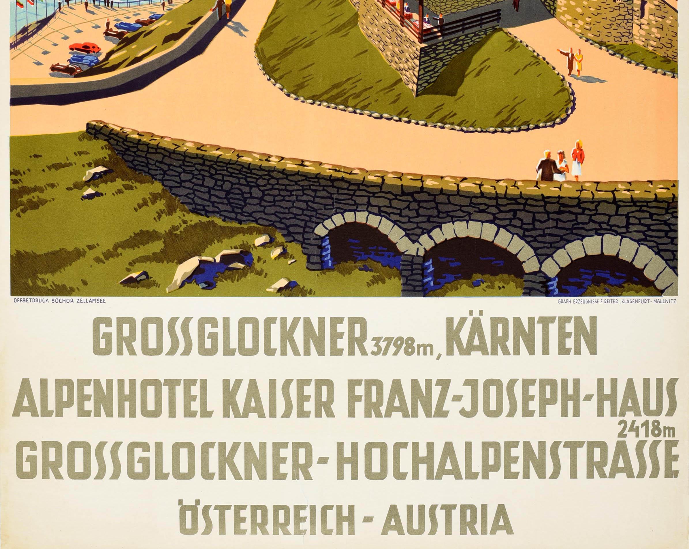 Austrian Original Vintage Travel Poster Kaiser Franz Joseph Haus Hotel Austria Lechner For Sale