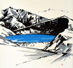 Original Vintage Travel Poster Kaminoyama Hot Spring Onsen Zao Echo Line Japan