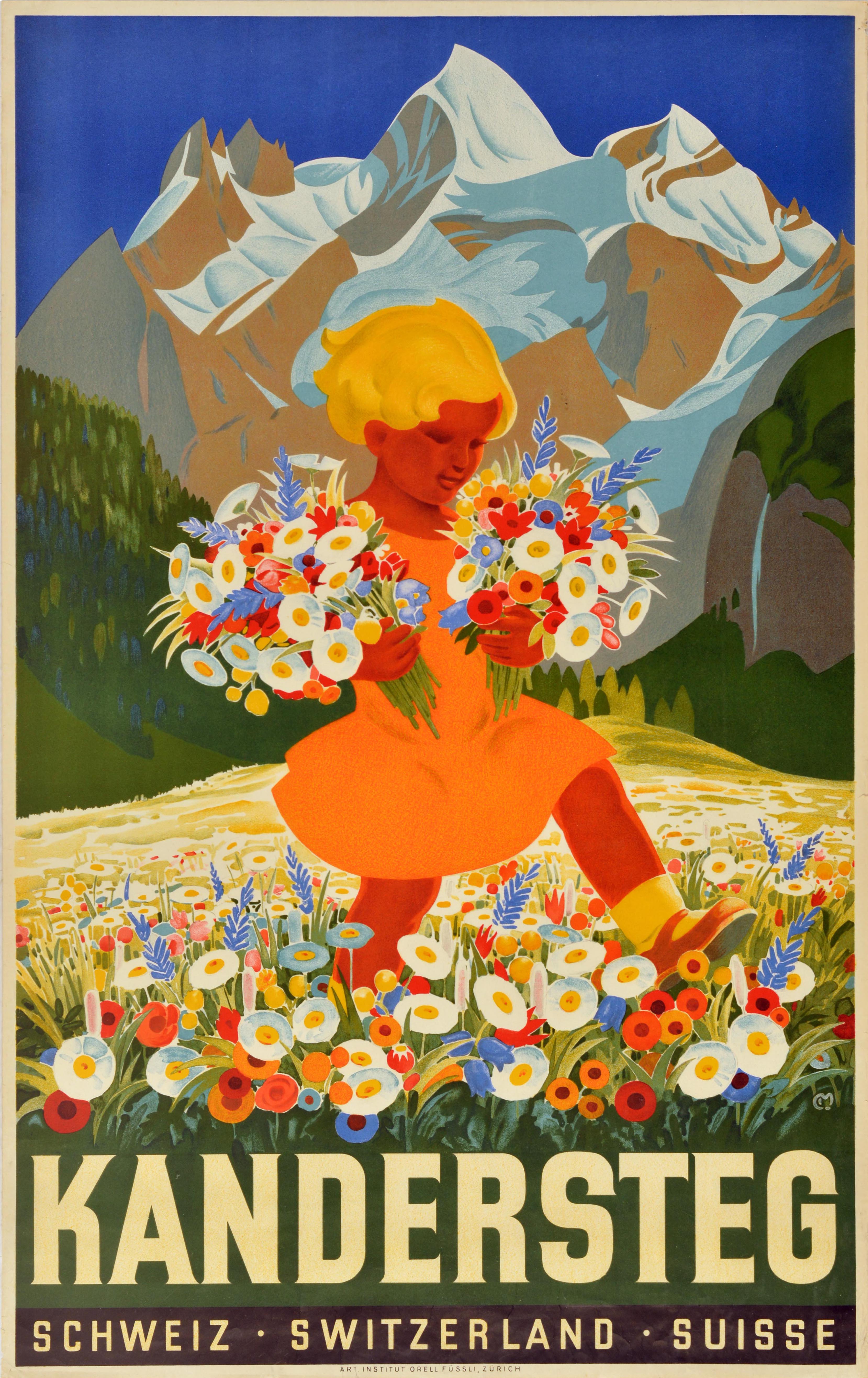 Original Vintage Travel Poster Kandersteg Switzerland Carl Moos Alpine Resort