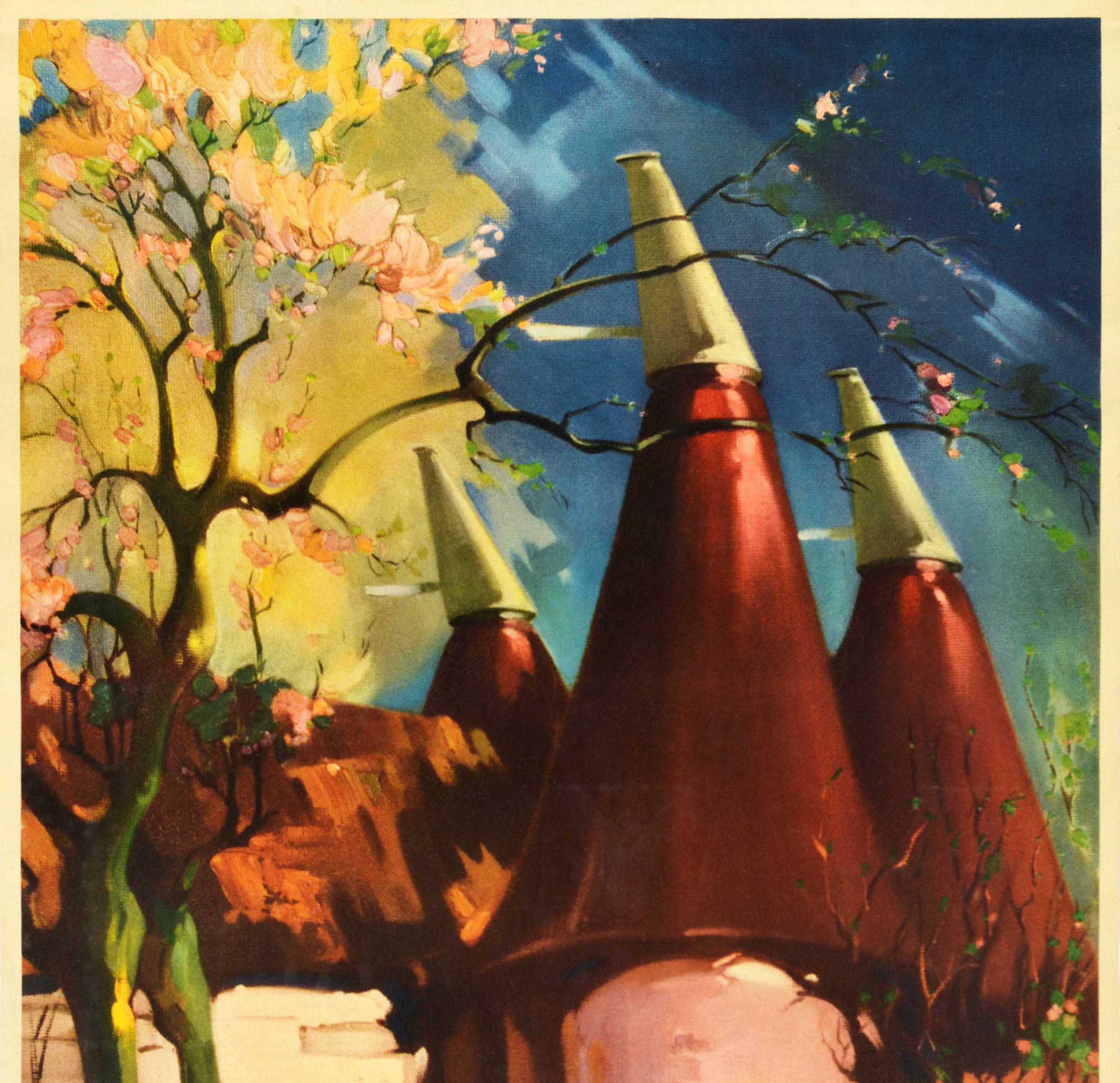 Original Vintage Travel Poster Kent British Railways Oast House Claude Buckle In Good Condition For Sale In London, GB