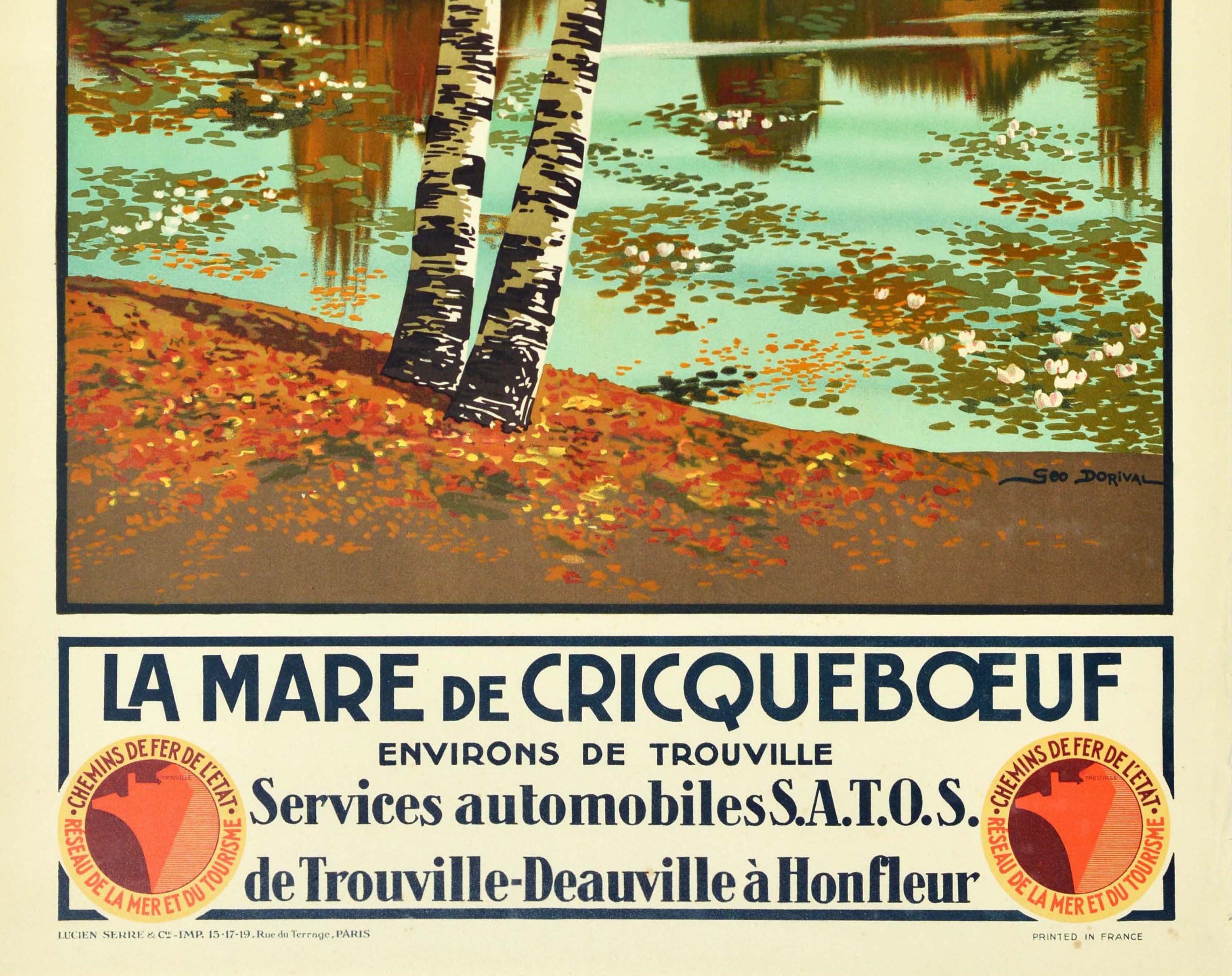 French Original Vintage Travel Poster La Mare De Cricqueboeuf Trouville Normandy Coast For Sale