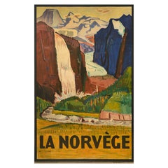 Original Vintage Travel Poster La Norvege Norway Willi Midelfart Scandinavia