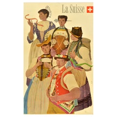 Original Vintage Travel Poster La Suisse Switzerland Clothing Kurt Wirth