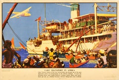 Original Vintage Travel Poster Lake Transport In Africa Victoria John Nunney