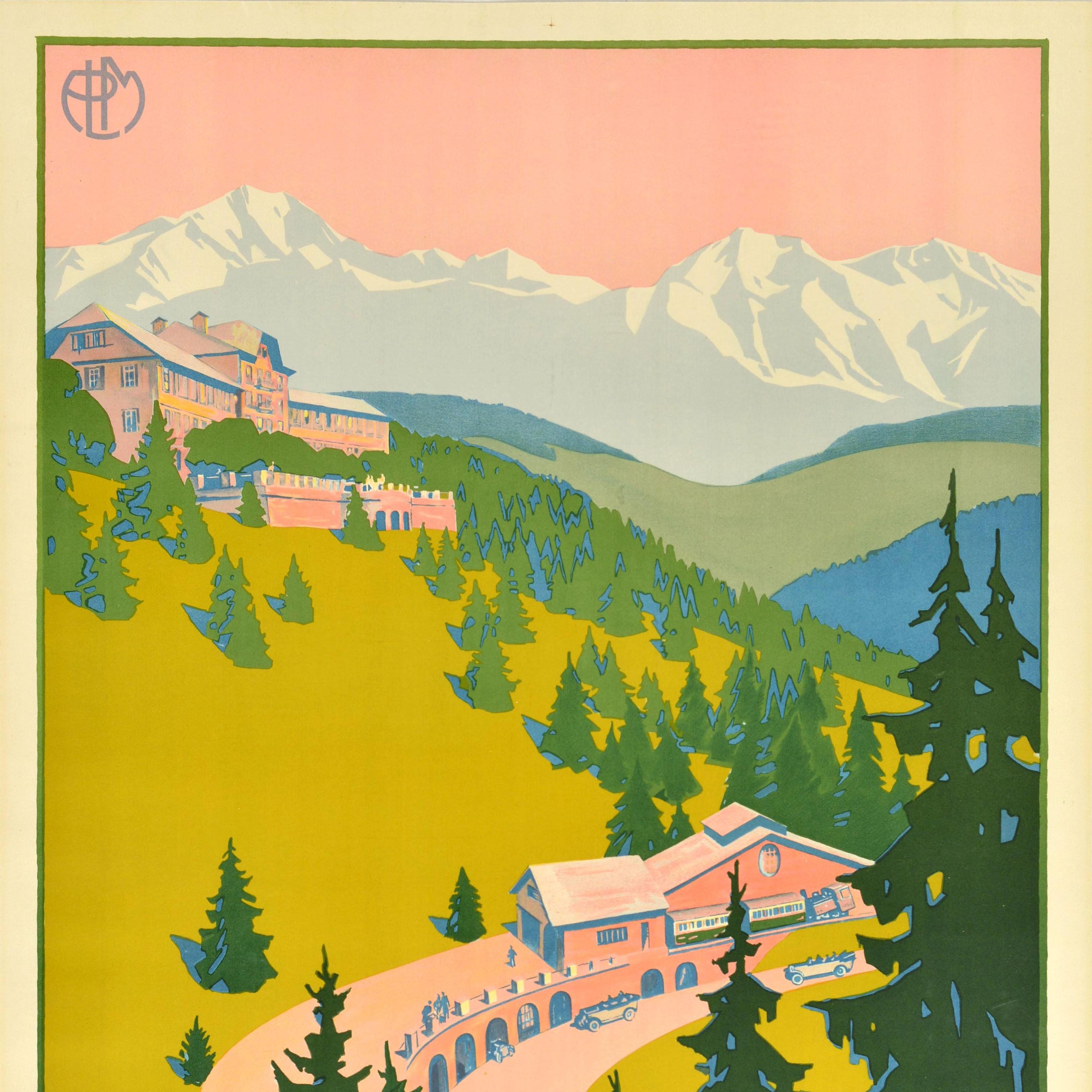 Français Affiche de voyage originale Le Mont Revard Grand Hotel PLM Roger Broders en vente
