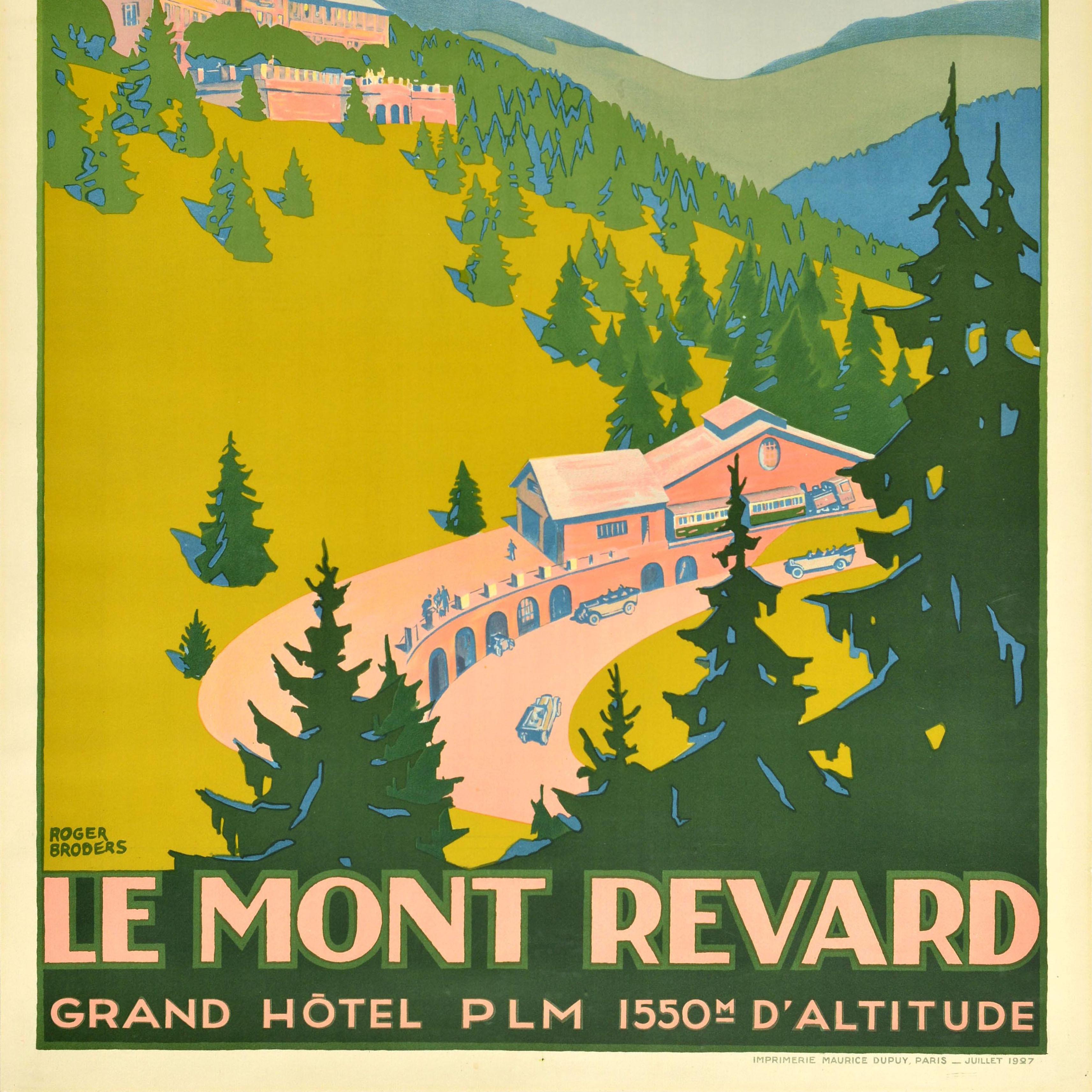 Affiche de voyage originale Le Mont Revard Grand Hotel PLM Roger Broders Excellent état - En vente à London, GB
