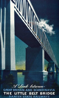 Original-Vintage-Reiseplakat „Little Belt Bridge“, Großbritannien, Skandinavien