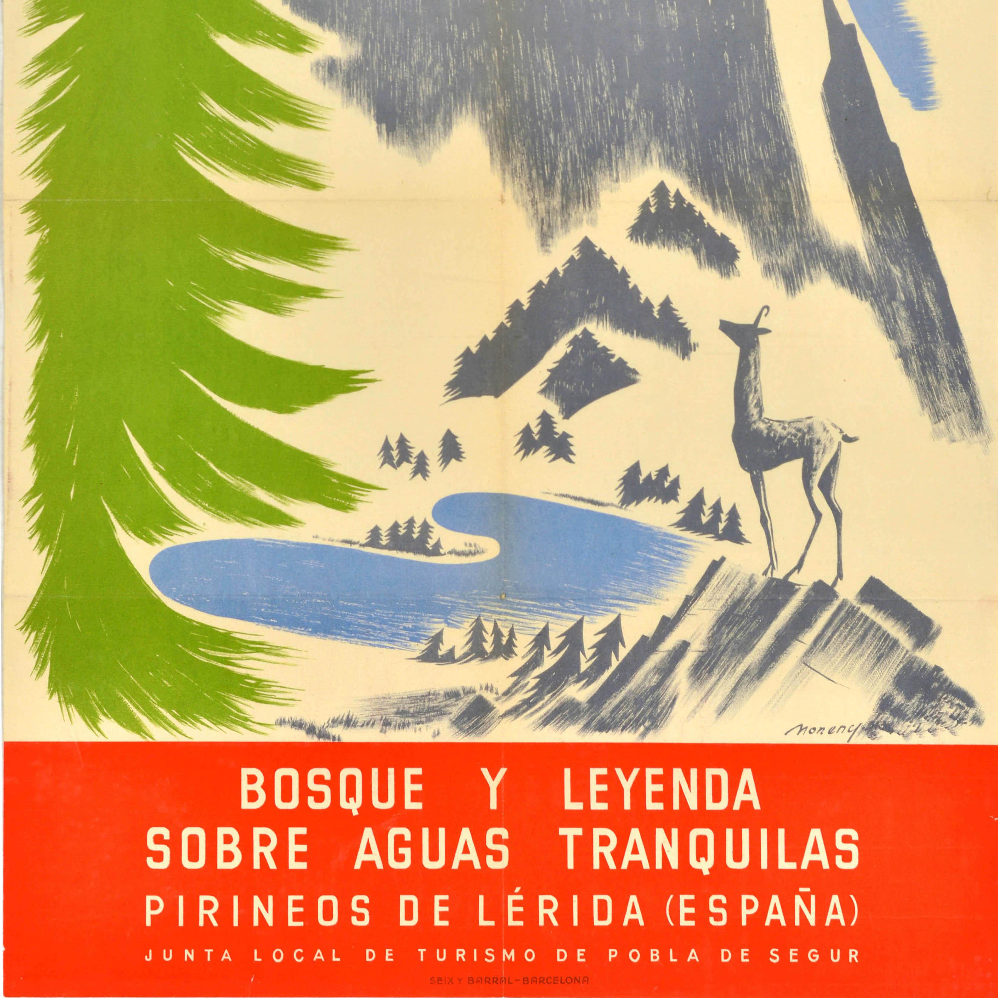 Original Vintage Travel Poster Lleida See Pyrenäen Pirineos De Lerida Moneny im Zustand „Gut“ im Angebot in London, GB