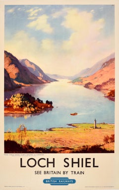 Original Vintage Travel Poster Loch Shiel Scotland Glenfinnan British Railways