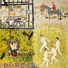 Original Vintage Travel Poster London Country Village Life Cricket Hunting