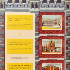 Original Vintage Travel Poster London Landmarks Palaces Buckingham Kensington