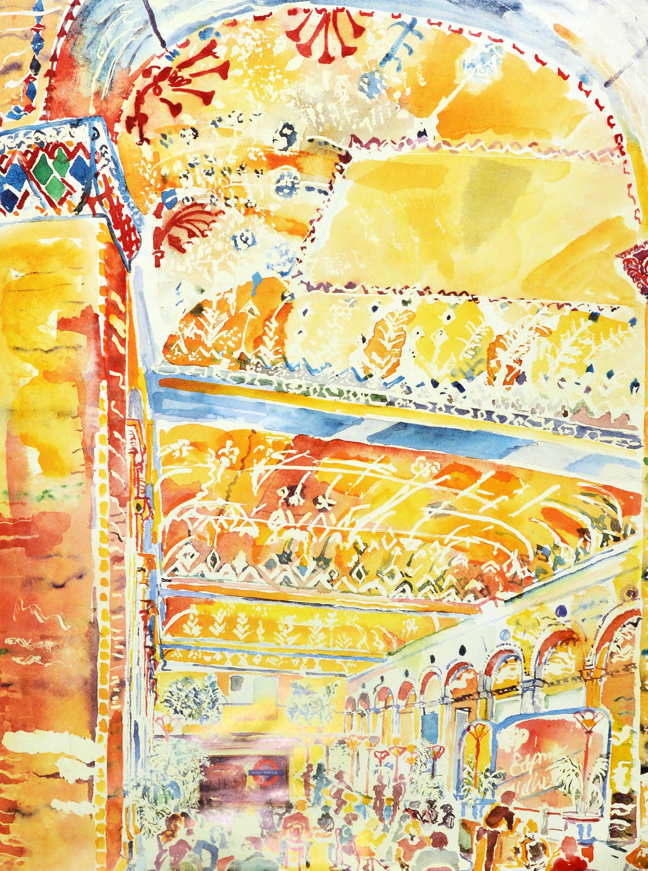 Original vintage London underground travel advertising poster - The West End by Tube The Criterion Brasserie by Celia Lyttleton One of a series of new paintings commissioned by London Underground nearest station Piccadilly Circus - featuring a great