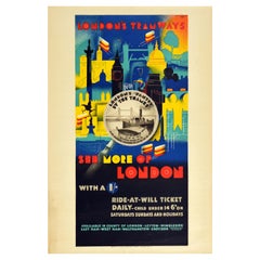 Original Vintage Travel Poster London's Tramways See More Of London Transport