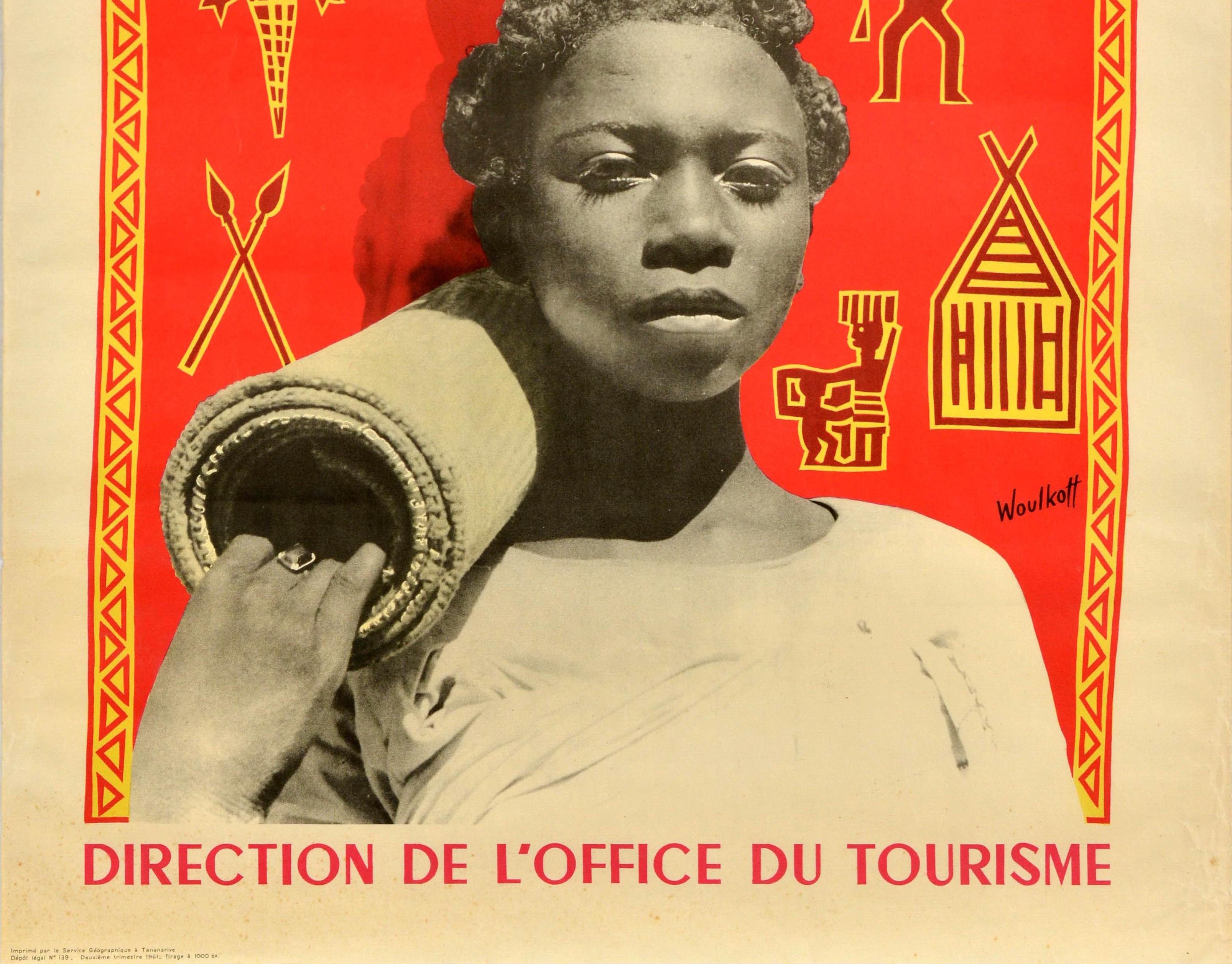 Malgache Affiche de voyage vintage originale, Tourisme de Madagascar, Photo, Art traditionnel