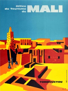 Original Vintage Travel Poster Mali Tombouctou West Africa Tourism Timbuktu City