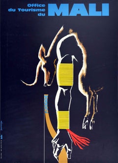 Original Vintage Travel Poster Mali West Africa Office Du Tourisme Hunter Design