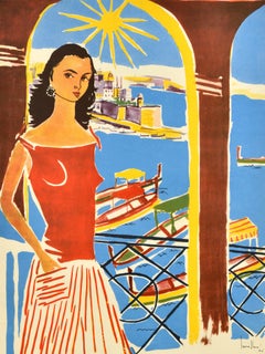 Original Vintage Travel Poster Malta Valetta Grand Harbour Antoine Camilleri