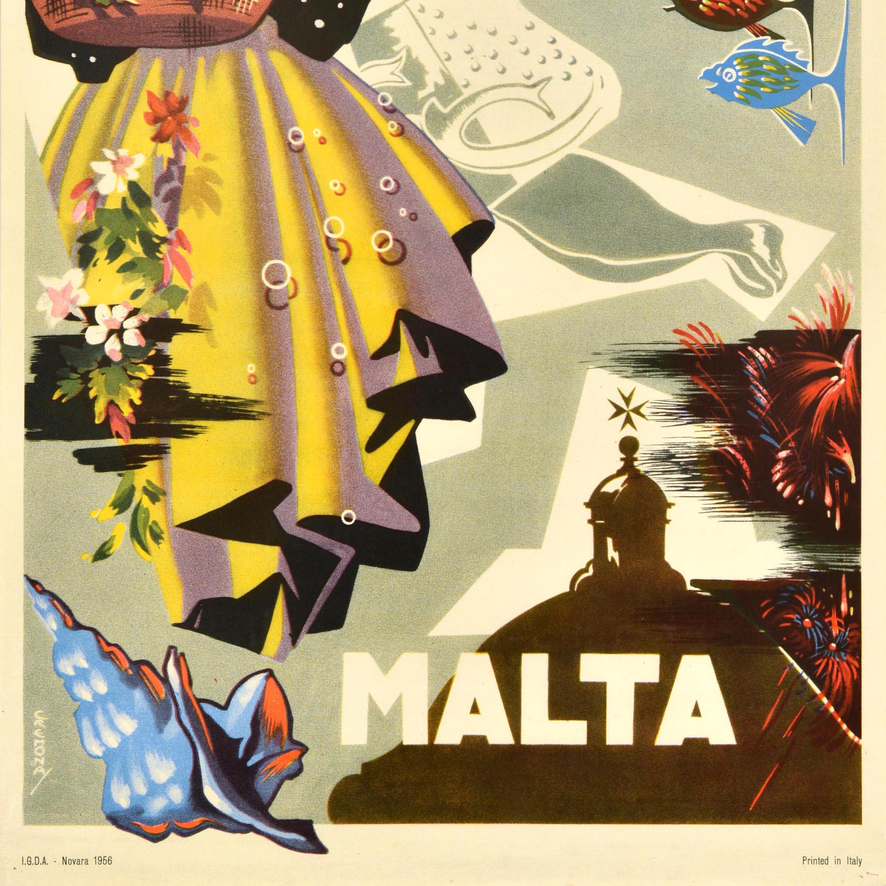 Original Vintage Travel Poster Malta Valetta Mediterranean Sea Emvin Cremona In Good Condition In London, GB