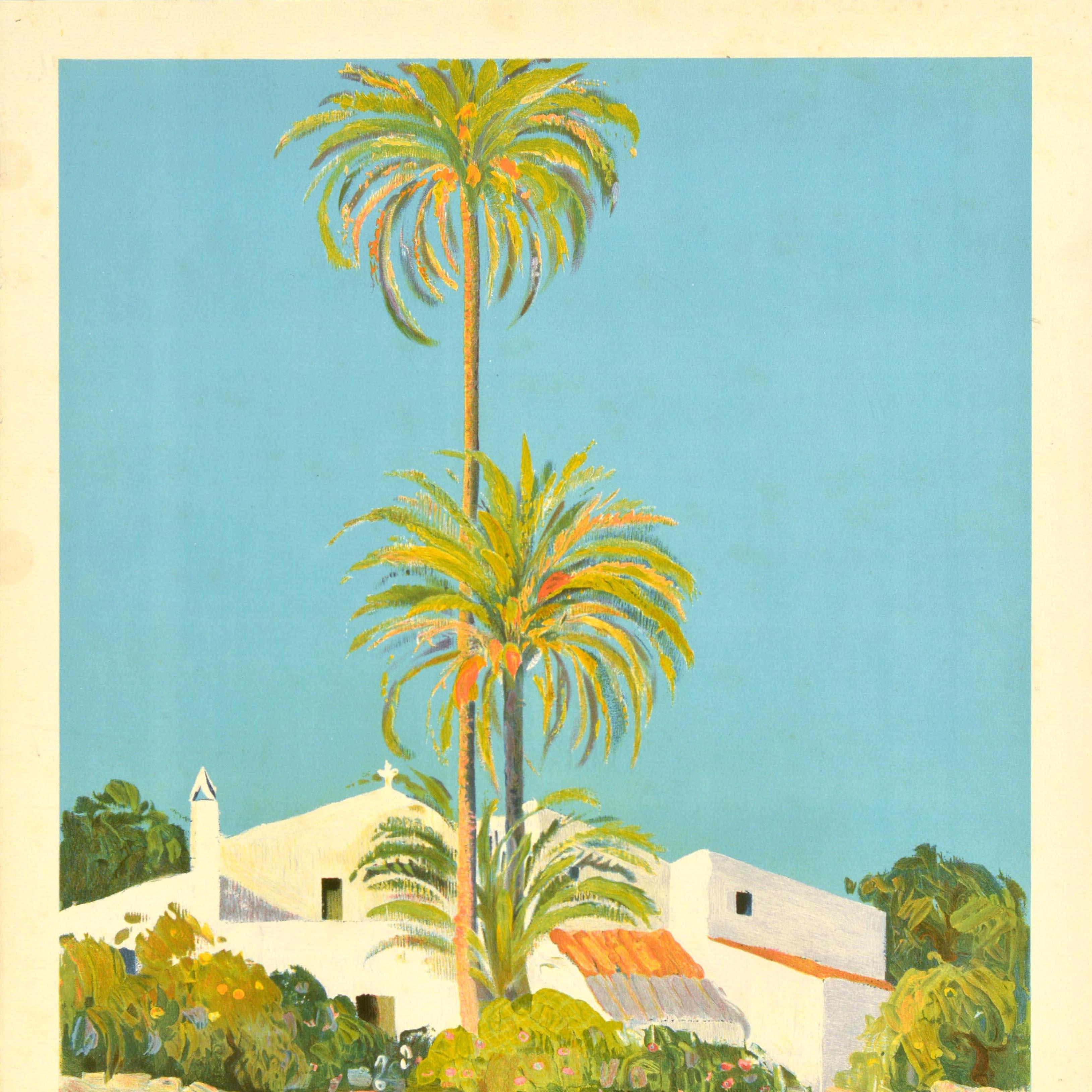 Spagnolo Poster di viaggio originale d'epoca Minorca Isola di Minorca Whiting Spagna Llull in vendita