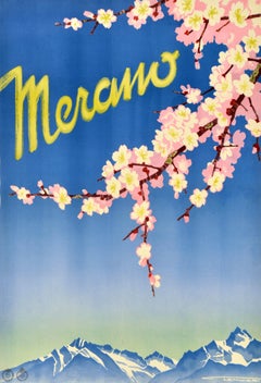 Póster de viaje original de época Merano Bolzano Tirol Italia ENIT Franz Lenhart