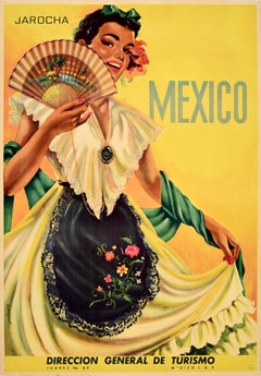 Original Vintage Travel Poster Mexico Senorita Jarocha Folk Music Dance Veracruz