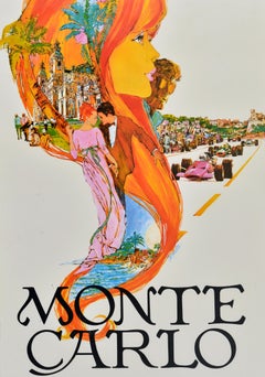 Original Vintage Travel Poster Monte Carlo Steve Carpenter Monaco F1 Racing Cars