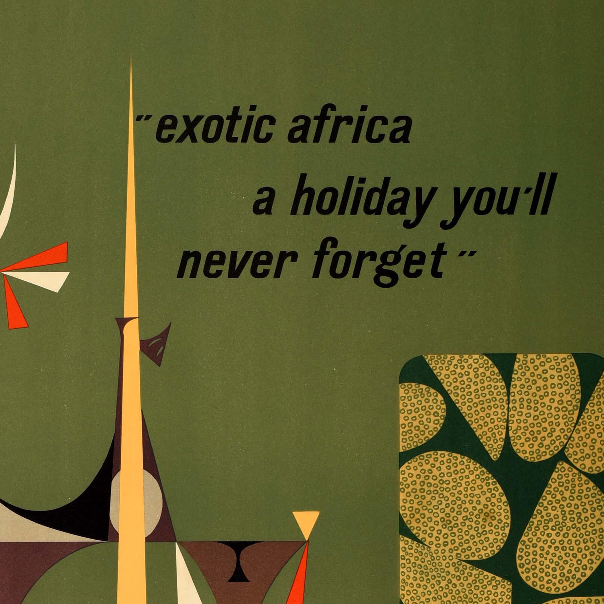Poster di viaggio originale d'epoca Mozambico Angola Africa Esotica Vacanze Tribù In condizioni buone in vendita a London, GB