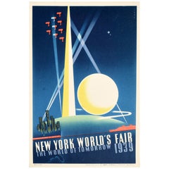 Original Vintage Travel Poster New York World's Fair 1939 World Of Tomorrow