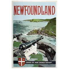 Original Vintage Travel Poster Newfoundland Cradle of New World History Spear