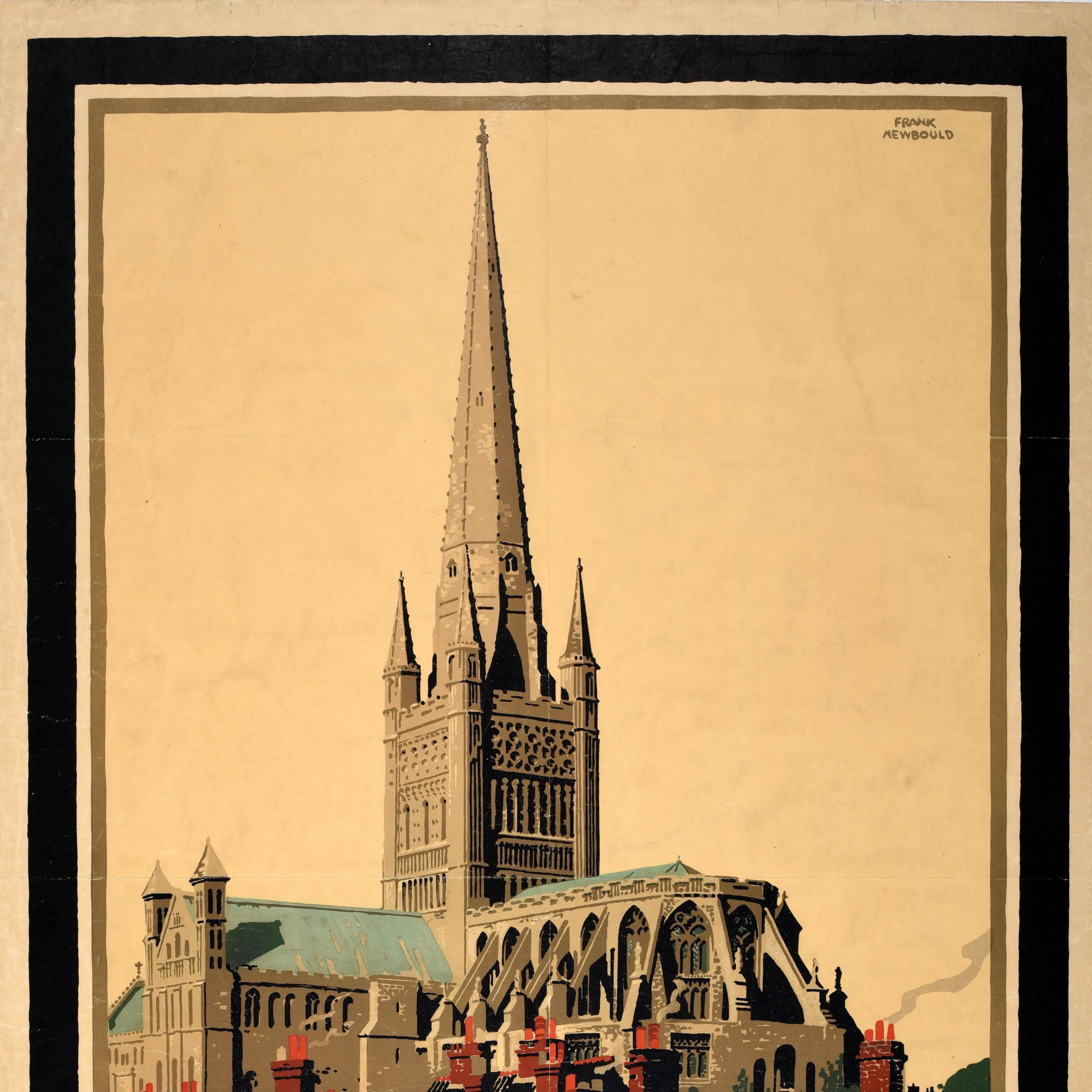 Britannico Poster di viaggio originale d'epoca della Cattedrale di Norwich Inghilterra LNER Scozia Newbould in vendita