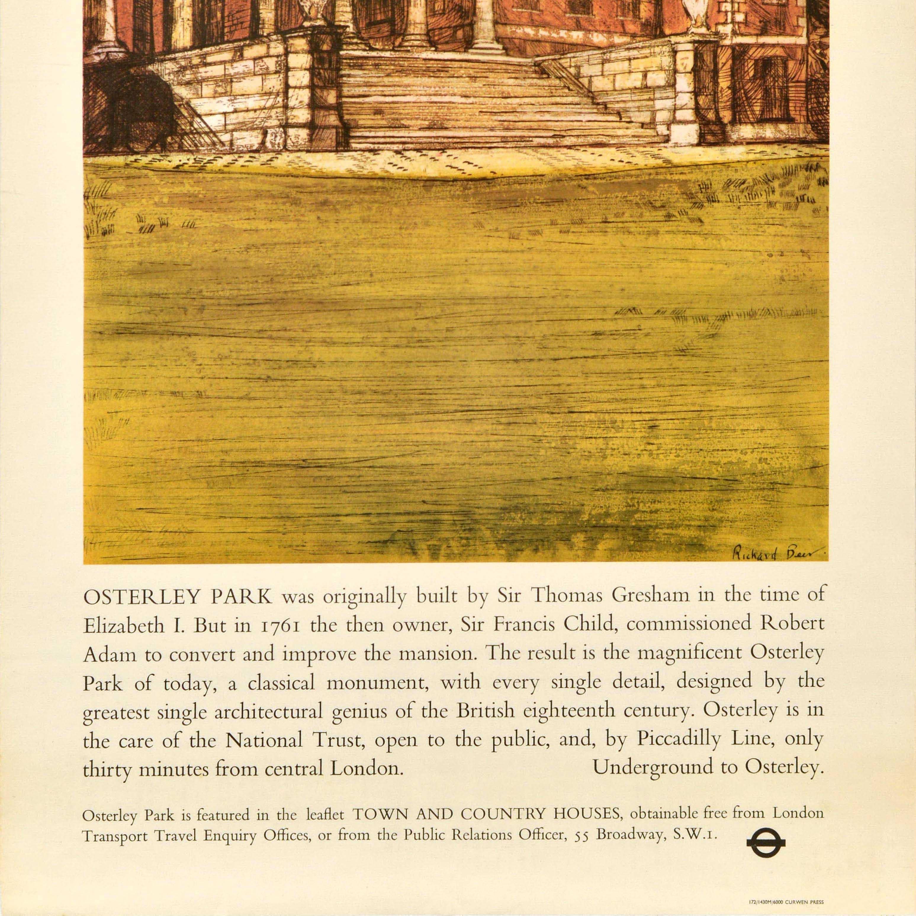 Poster di viaggio originale d'epoca Osterley Park Londra Trasporti Passeggiate in campagna Regno Unito In condizioni buone in vendita a London, GB