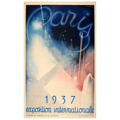 Original Vintage Travel Poster Paris Exposition Internationale World Fair 1937