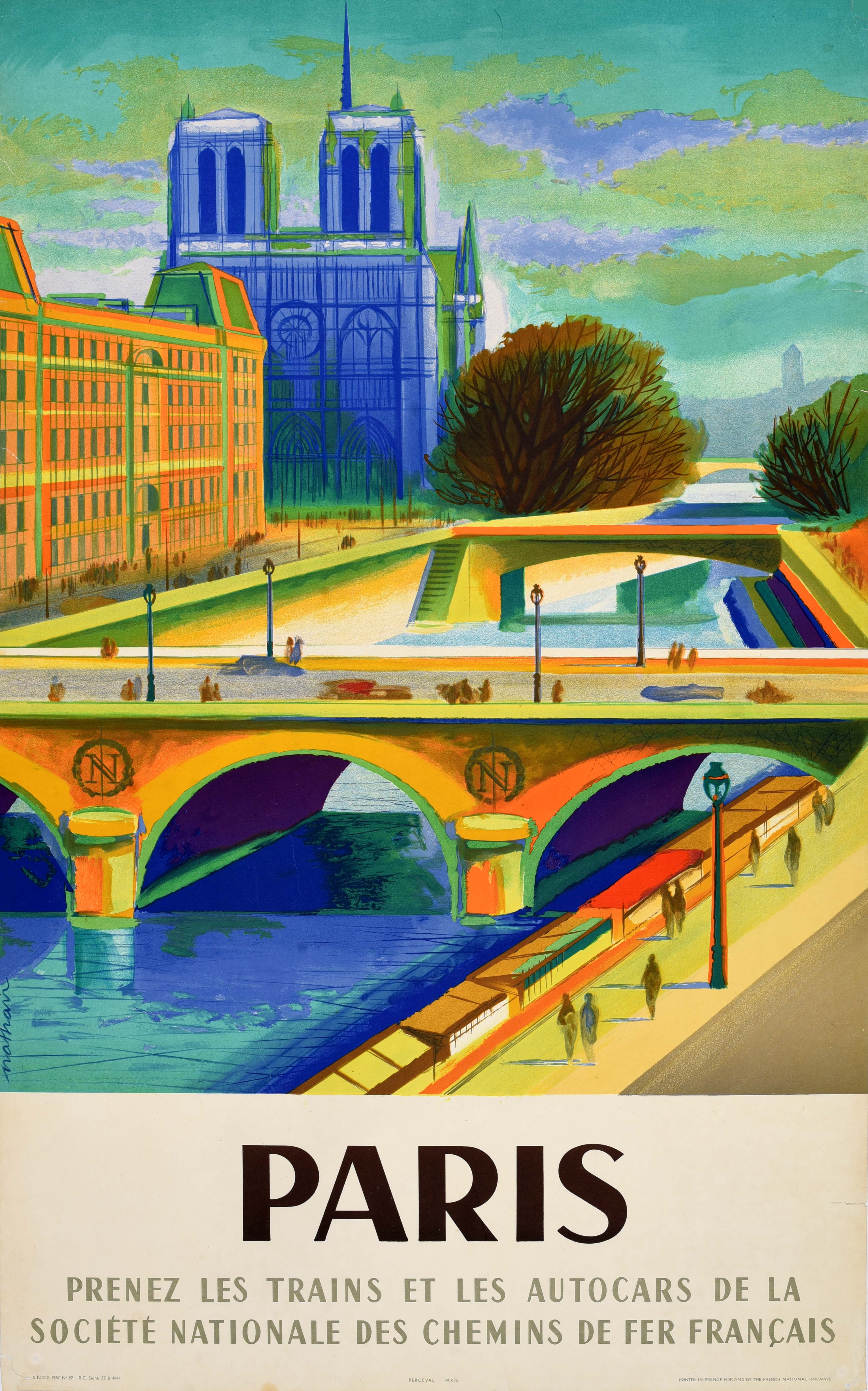 Original Vintage Travel Poster Paris SNCF Nathan Notre Dame Nathan Garamond