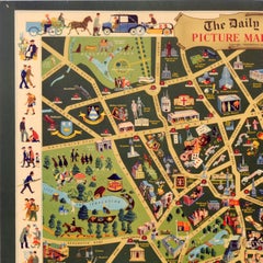 Original Vintage Travel Poster Picture Map Of London Daily Telegraph Pictorial