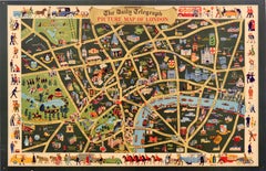 Original Vintage Travel Poster Picture Map Of London Daily Telegraph Pictorial
