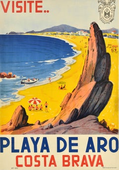 Original Vintage Travel Poster Platja d'Aro Playa De Aro Costa Brava Spain By