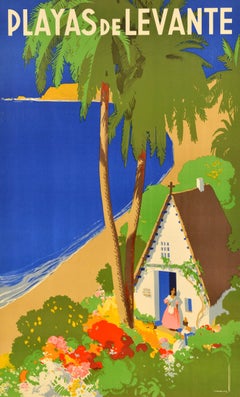 Original Vintage Travel Poster Playas De Levante Spain Josep Morell Espana
